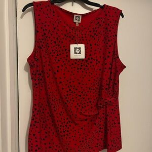 Red and Black Patterned Sleeveless Top
